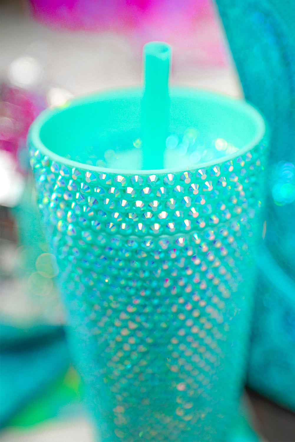 Green Full Rhinestone Straw Cup 40oz