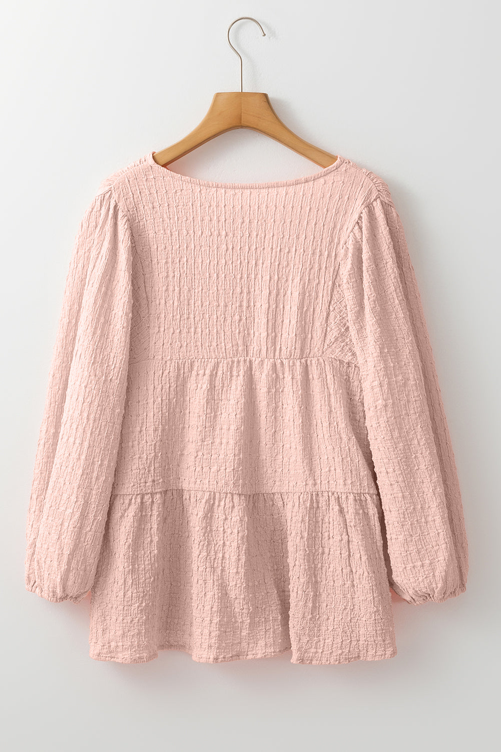 Light Pink Textured Tiered Flowy Blouse