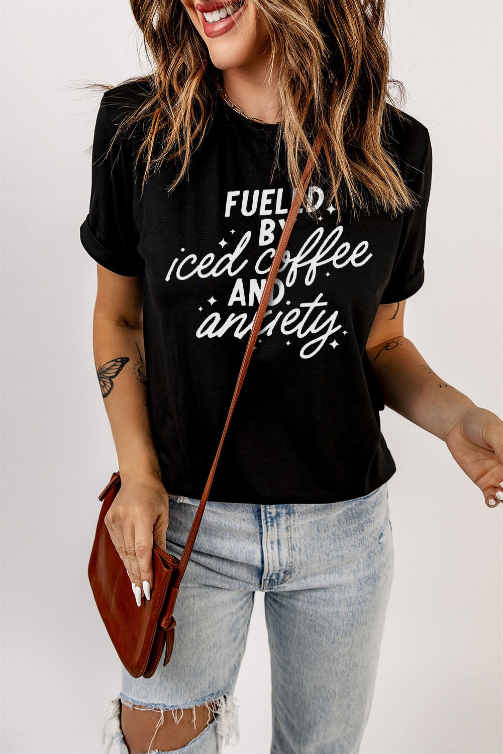 FUELED BY ICED COFFEE AND ANXIETY Graphic Tee