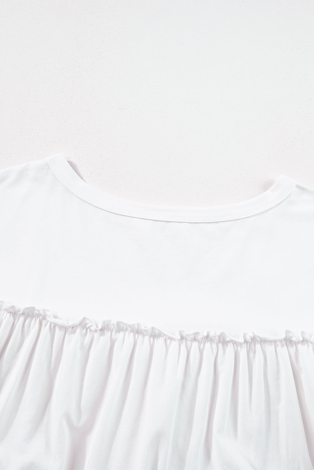 White Ruffled Trim Loose Babydoll Tee