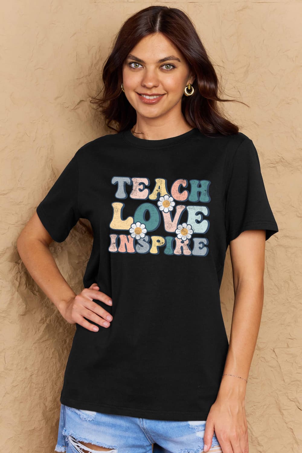 Simply Love Full Size TEACH LOVE INSPIRE Graphic Cotton T-Shirt