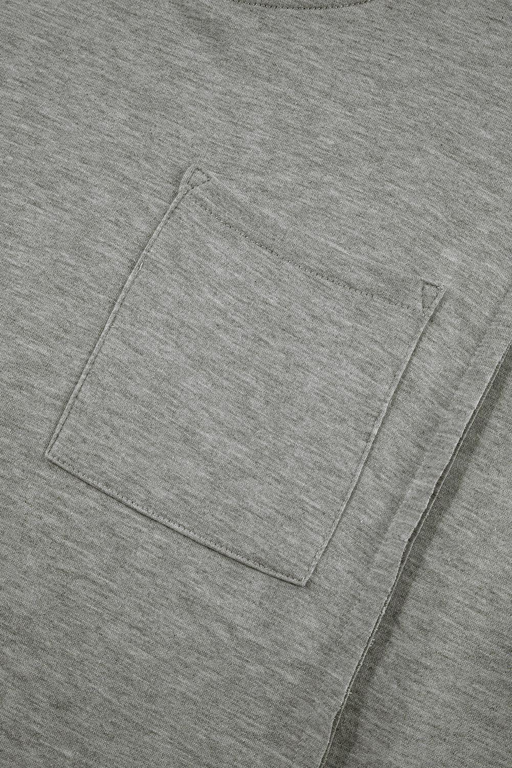 Light Grey Exposed Seam Chest Pocket Split Loose T Shirt