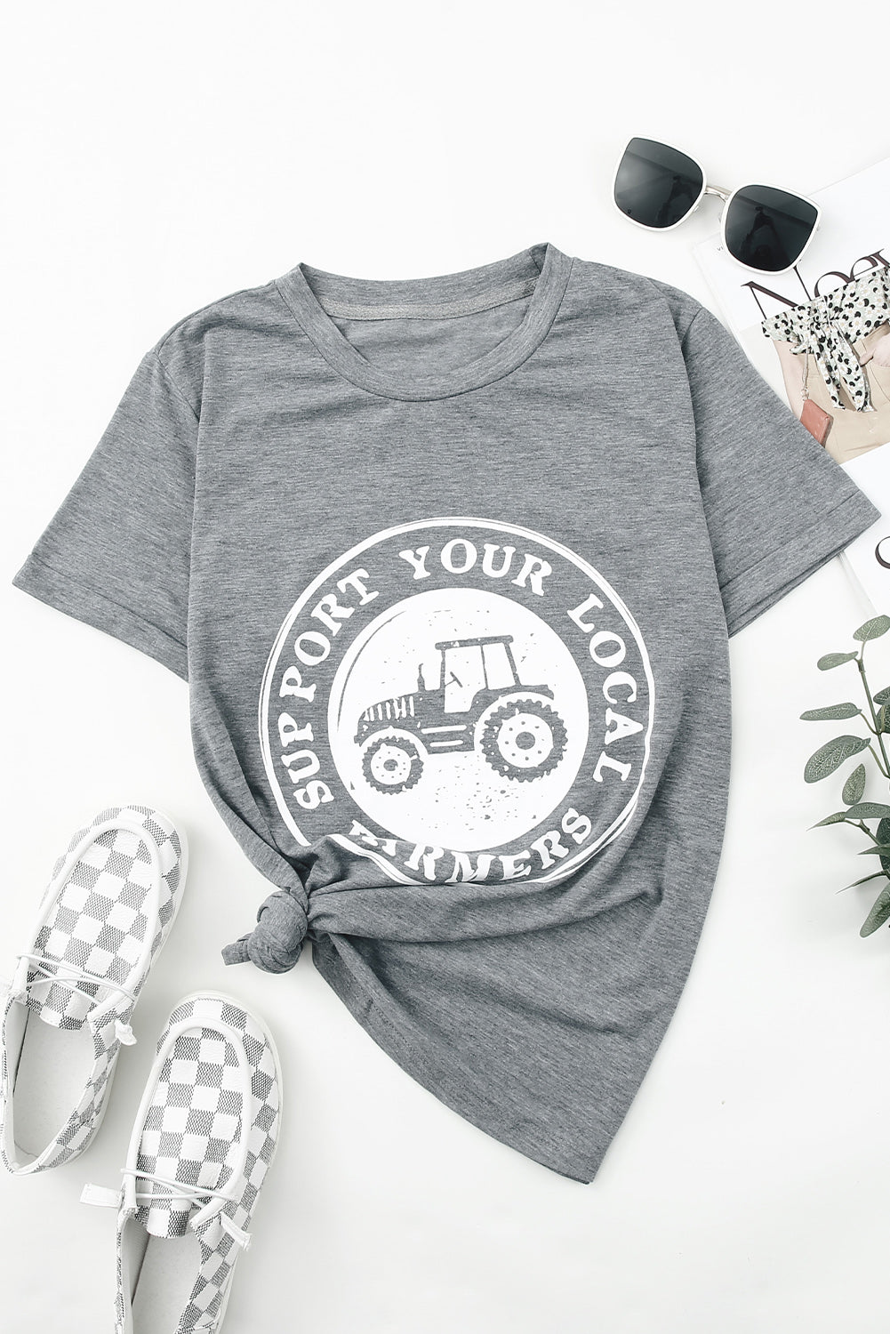 Gray SUPPORT YOUR LOCAL FARMERS Graphic Tee