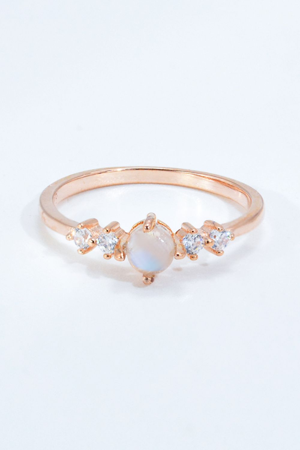 Natural Moonstone and Zircon 18K Rose Gold-Plated Ring