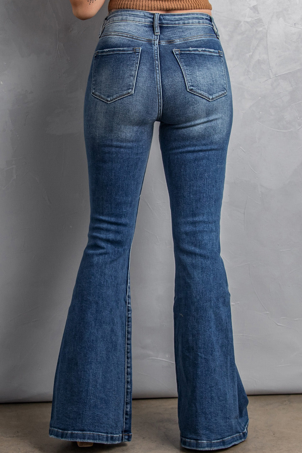 Baeful High Waist Flare Jeans with Pockets