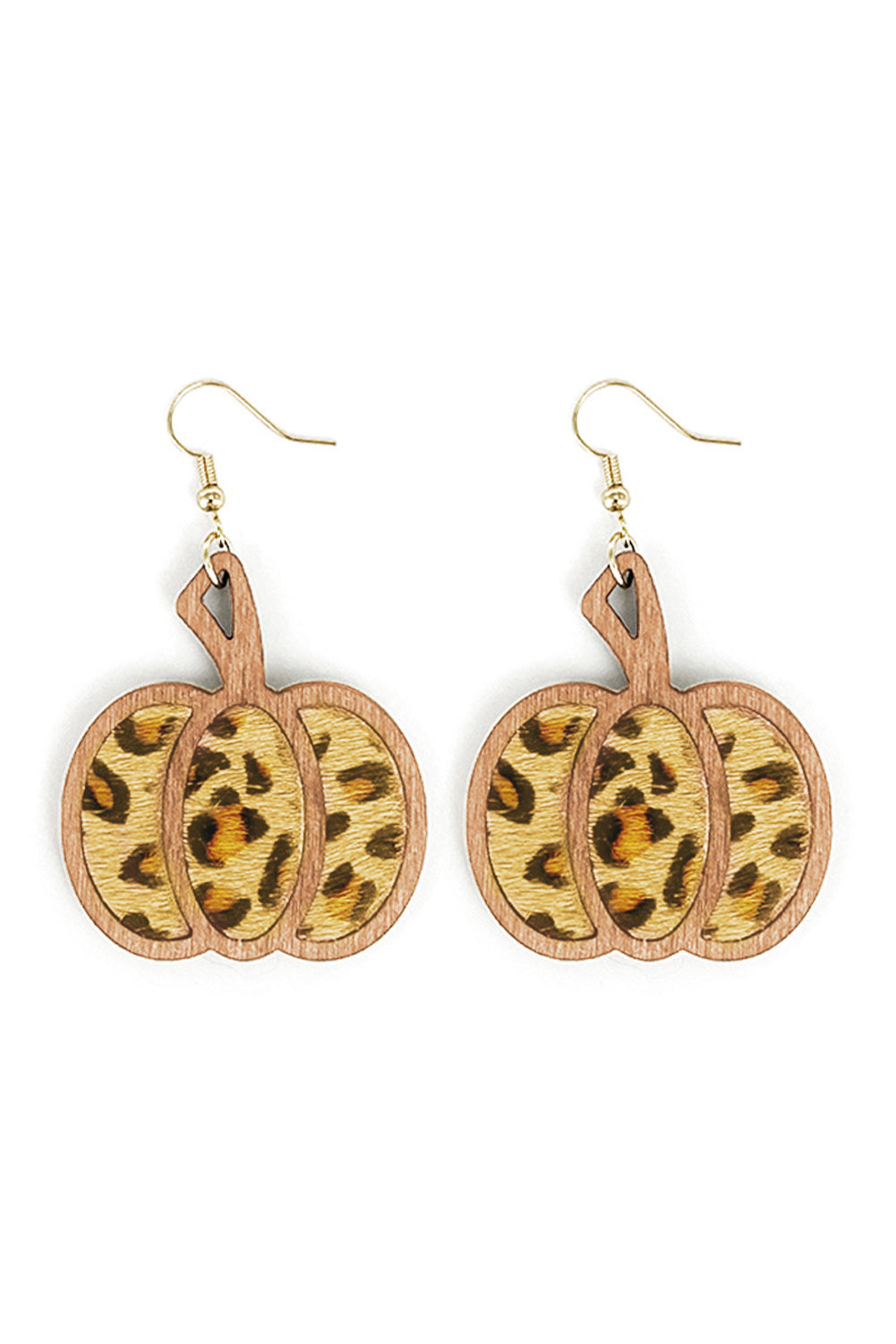 Brown Animal Print Pumpkin Shape Drop Earrings