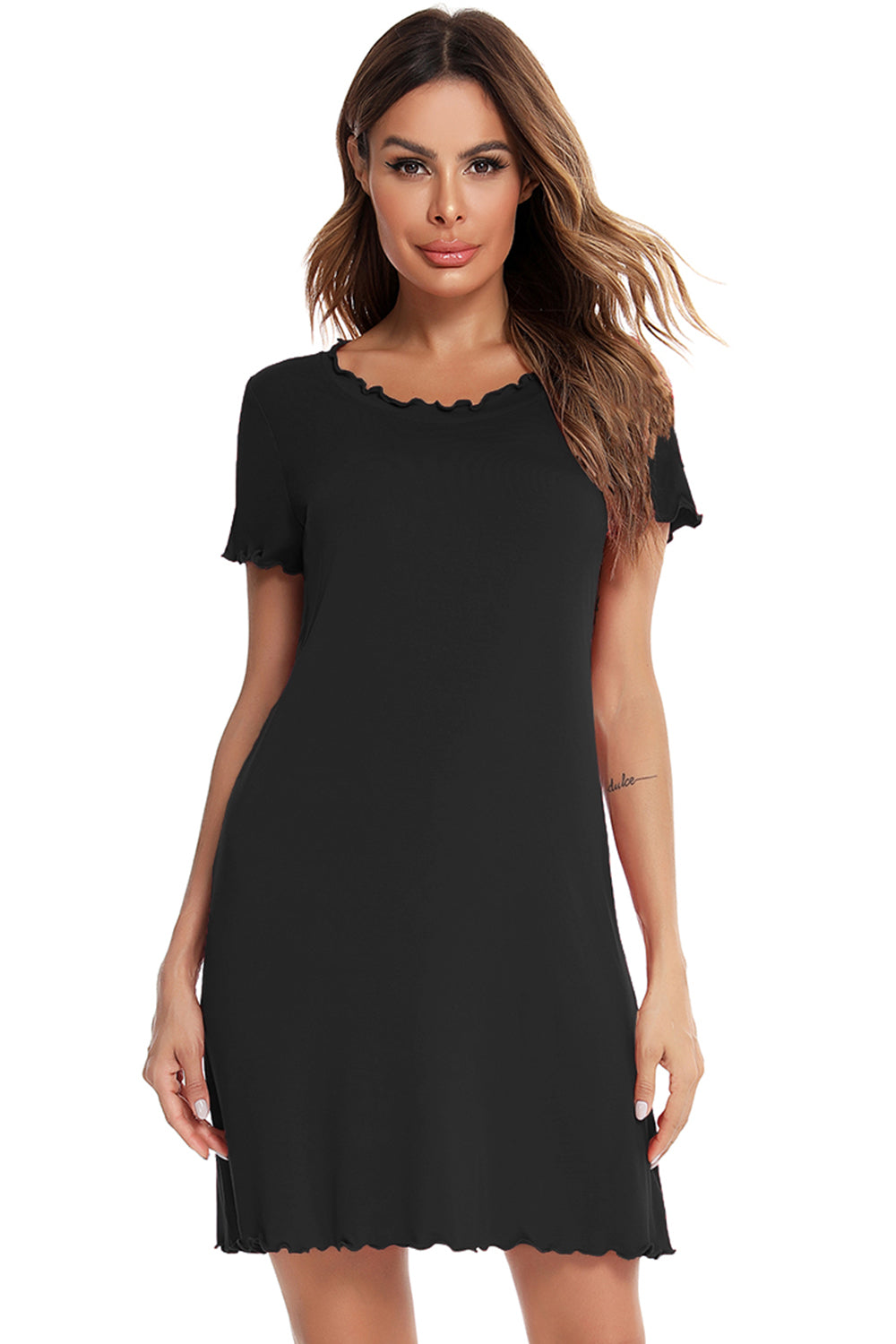 Round Neck Short Sleeve Lounge Dress