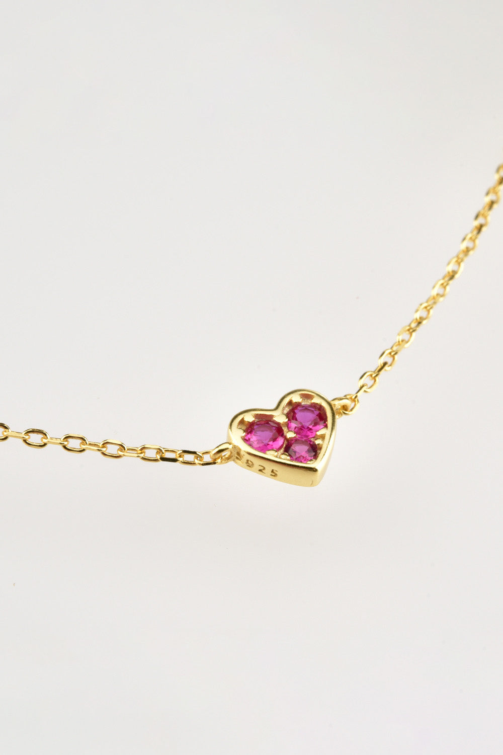 Inlaid Zircon Heart Necklace