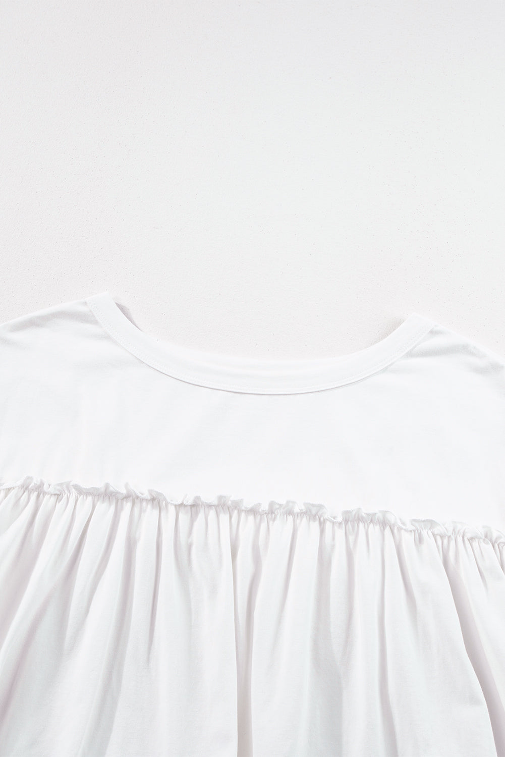 White Ruffled Trim Loose Babydoll Tee