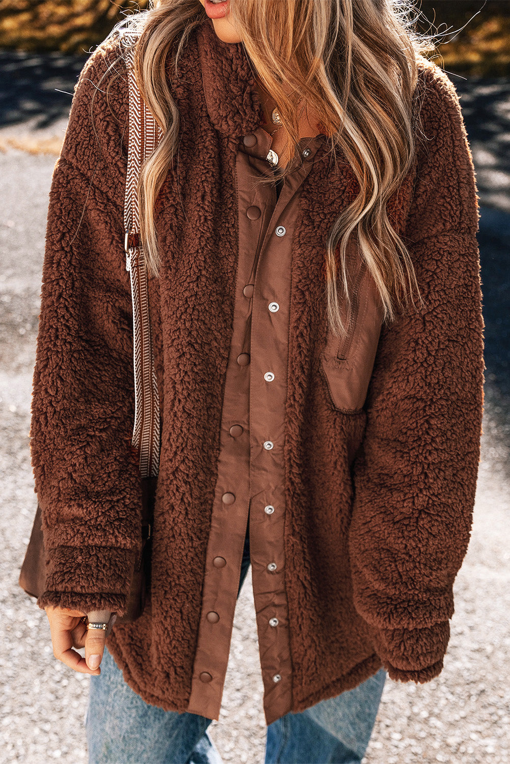 Red Clay Faux Shearling Teddy Bear Jacket