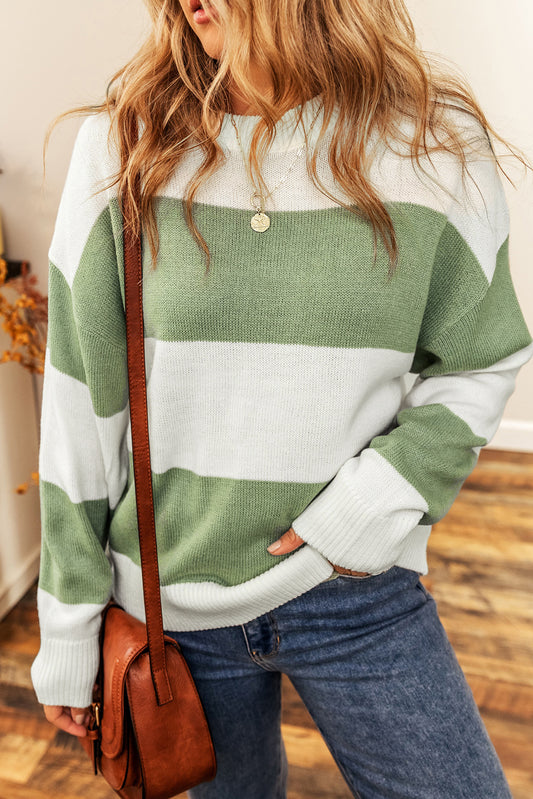 Colorblock Loose Sleeve Knit Sweater