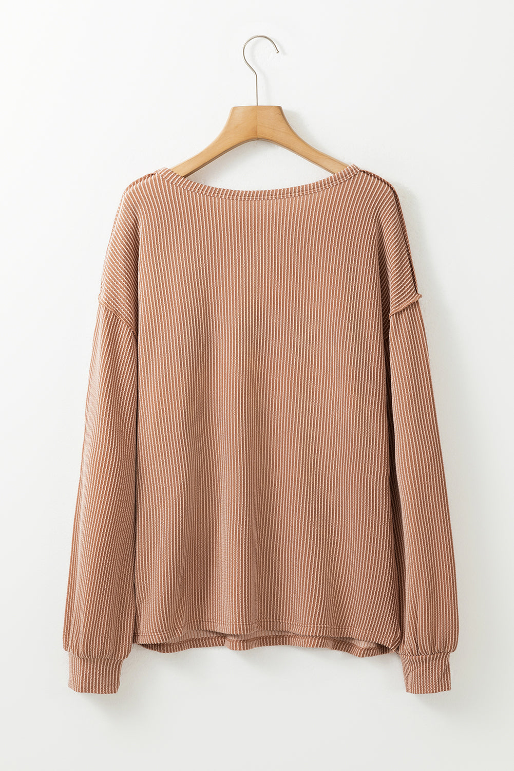 Light French Beige Colorblock Rib Corded Sweatshirt