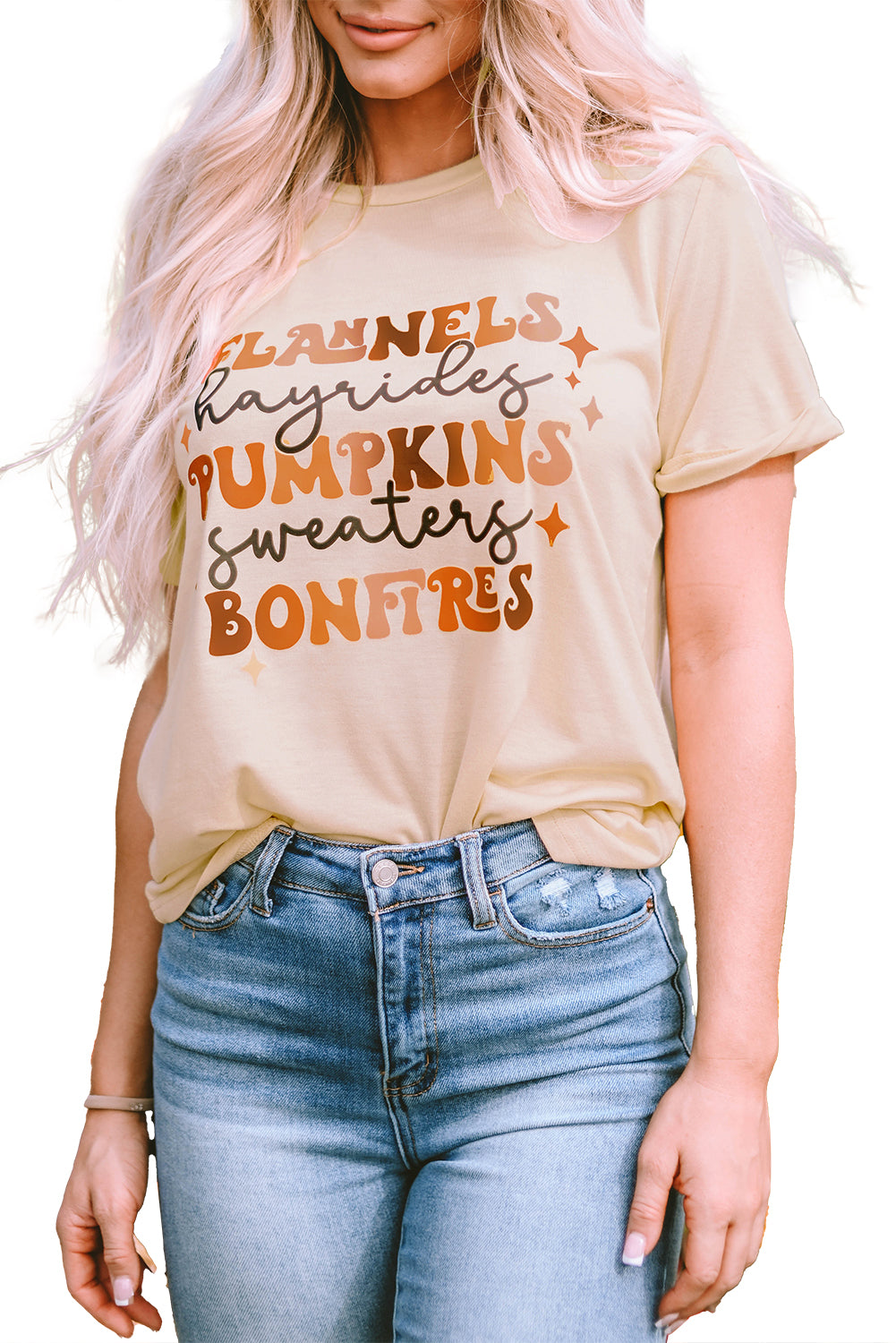 Khaki Flannels Hayrides Pumpkins Sweaters Bonfires Tee