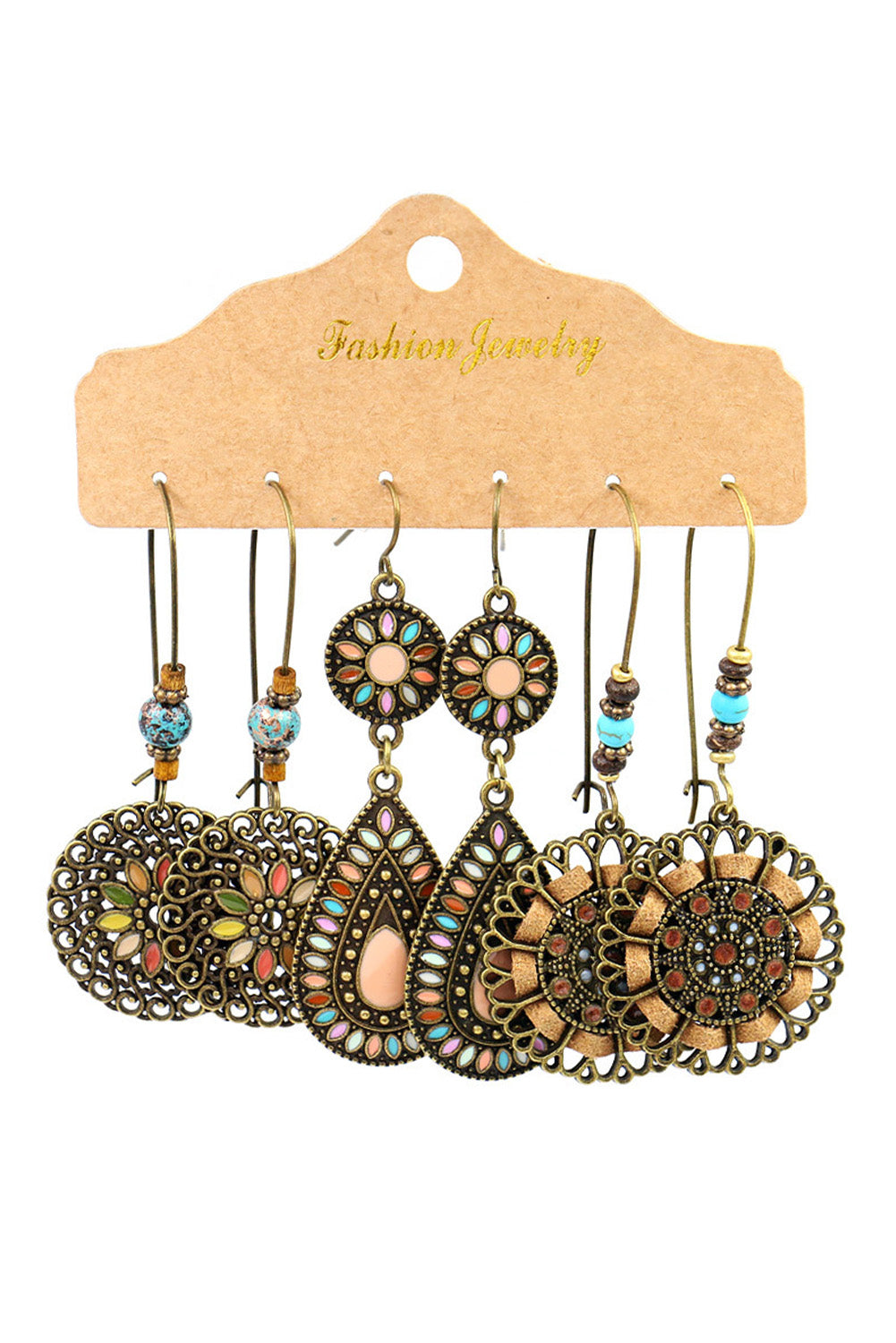 Gold Boho Retro Hollow Dangle Earrings Set