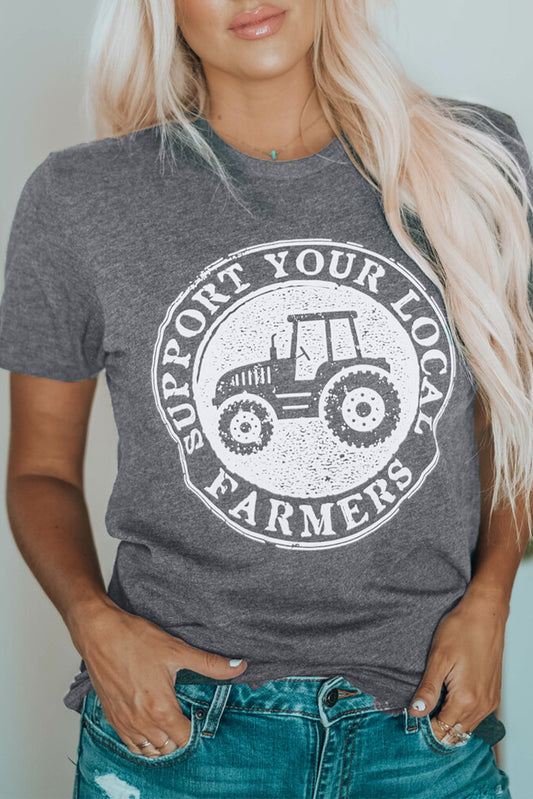 Gray SUPPORT YOUR LOCAL FARMERS Graphic Tee