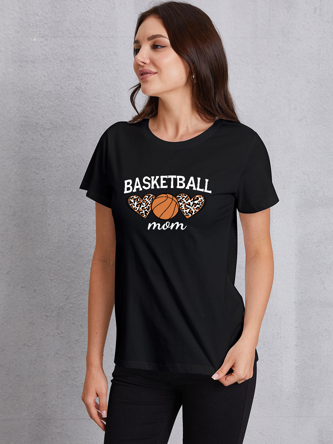 BASKETBALL MOM Round Neck Short Sleeve T-Shirt