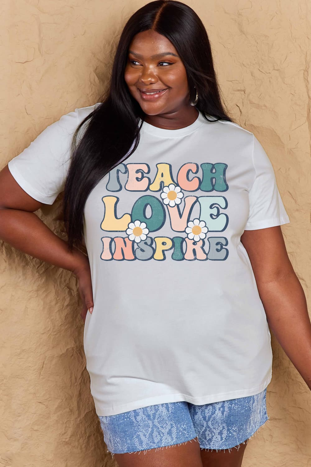 Simply Love Full Size TEACH LOVE INSPIRE Graphic Cotton T-Shirt