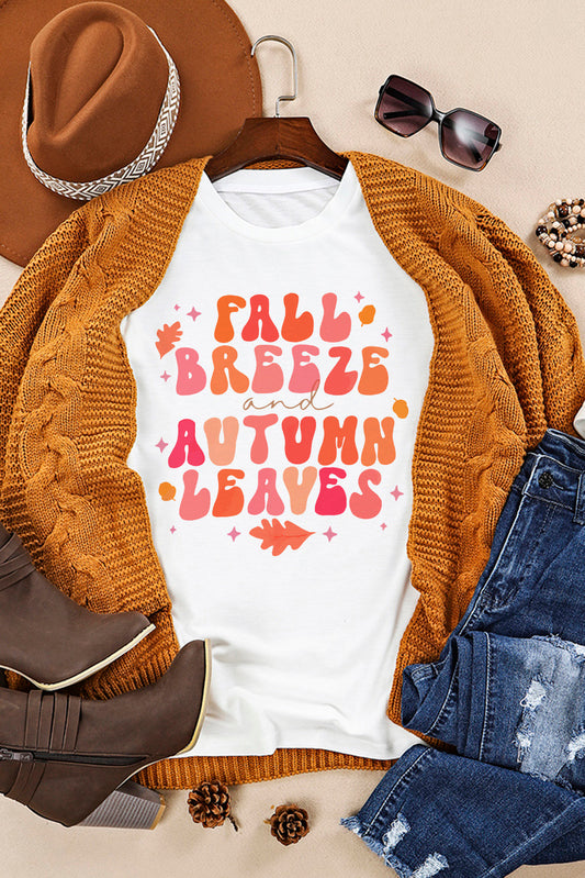 White FALL BREEZE and AUTUMN LEAVES Graphic Tee