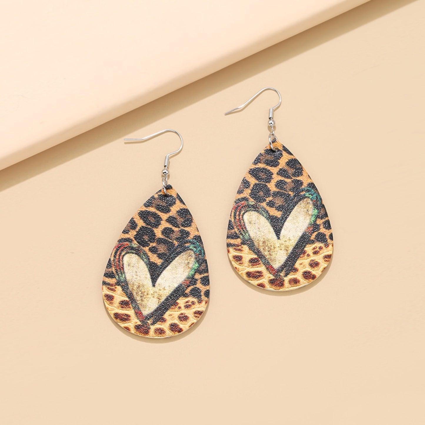 PU Leather Leopard Teardrop Earrings