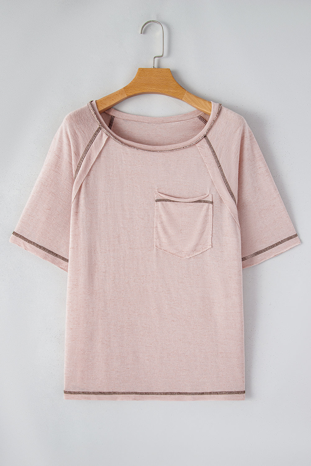 Dusty Pink Exposed Seam Detail Loose T-shirt