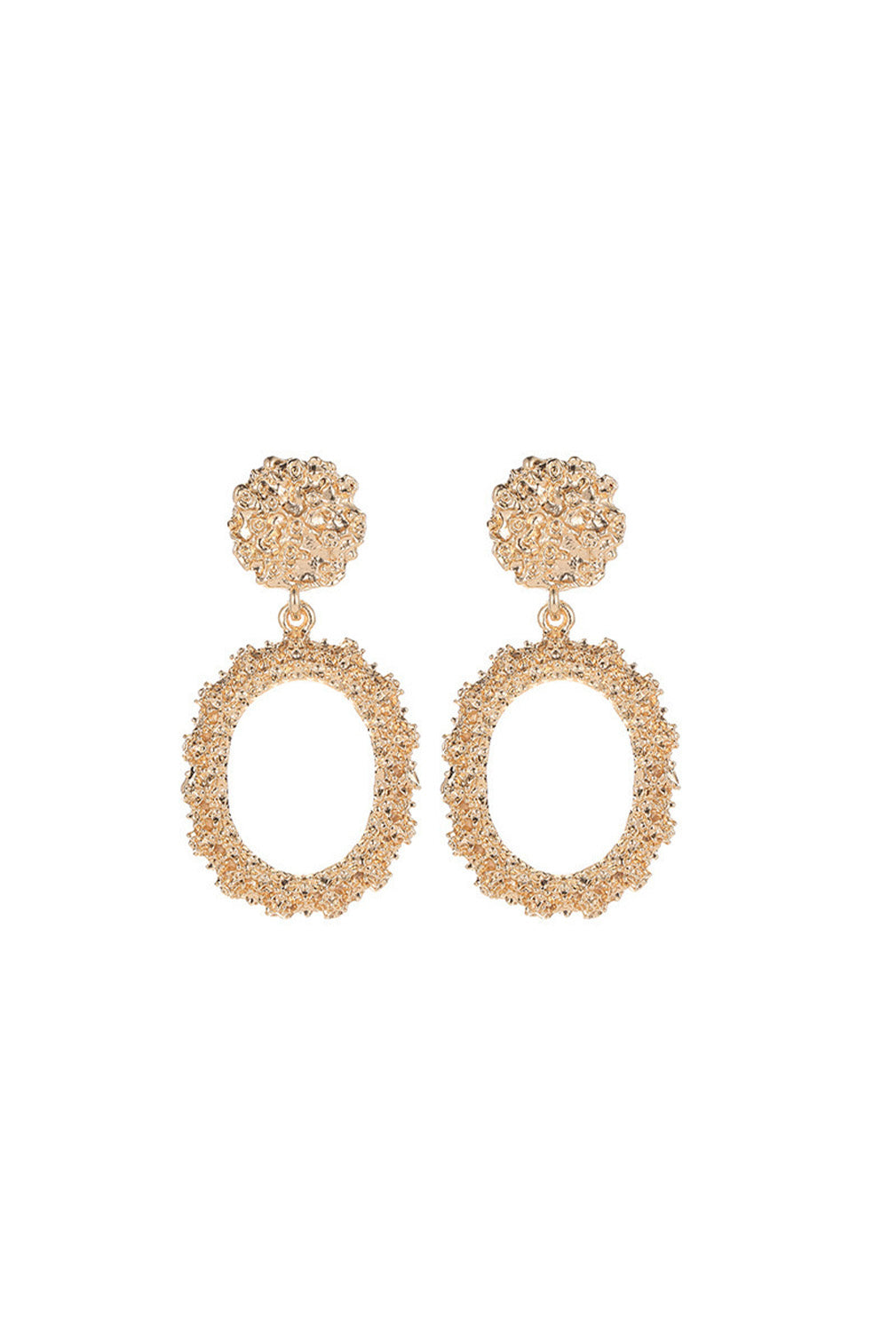 Gold Glittering Circle Dangle Earrings