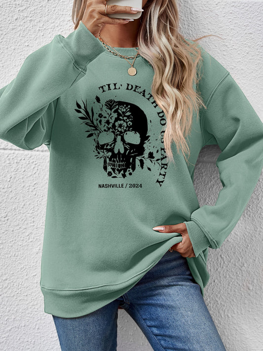 Graphic Round Neck Dropped Shoulder Sweatshirt